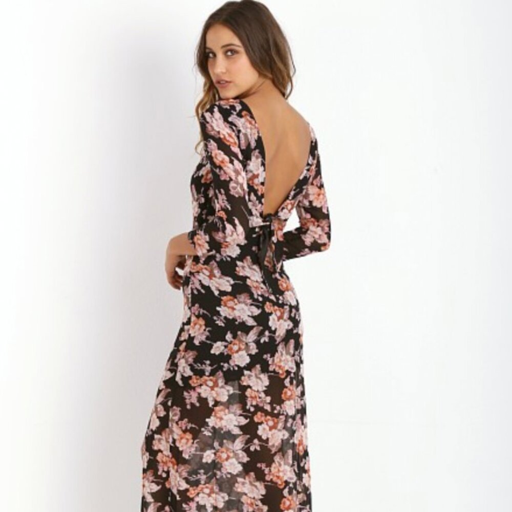 For Love & Lemons Autumn Maxi Dress in Midnight Floral Size Small